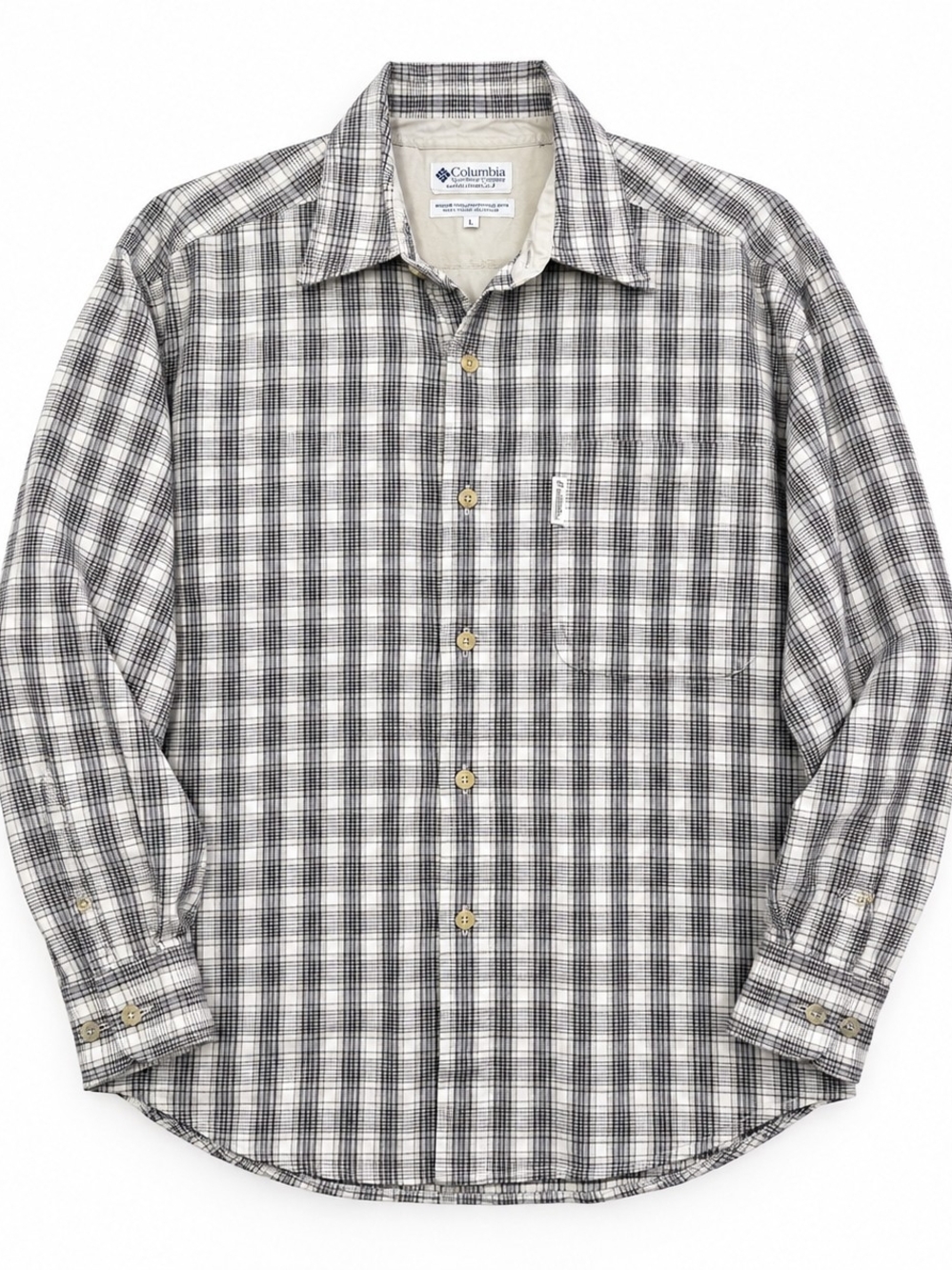 Columbia Men’s Large Plaid 100% Cotton Long Sleeve Button Down Shirt